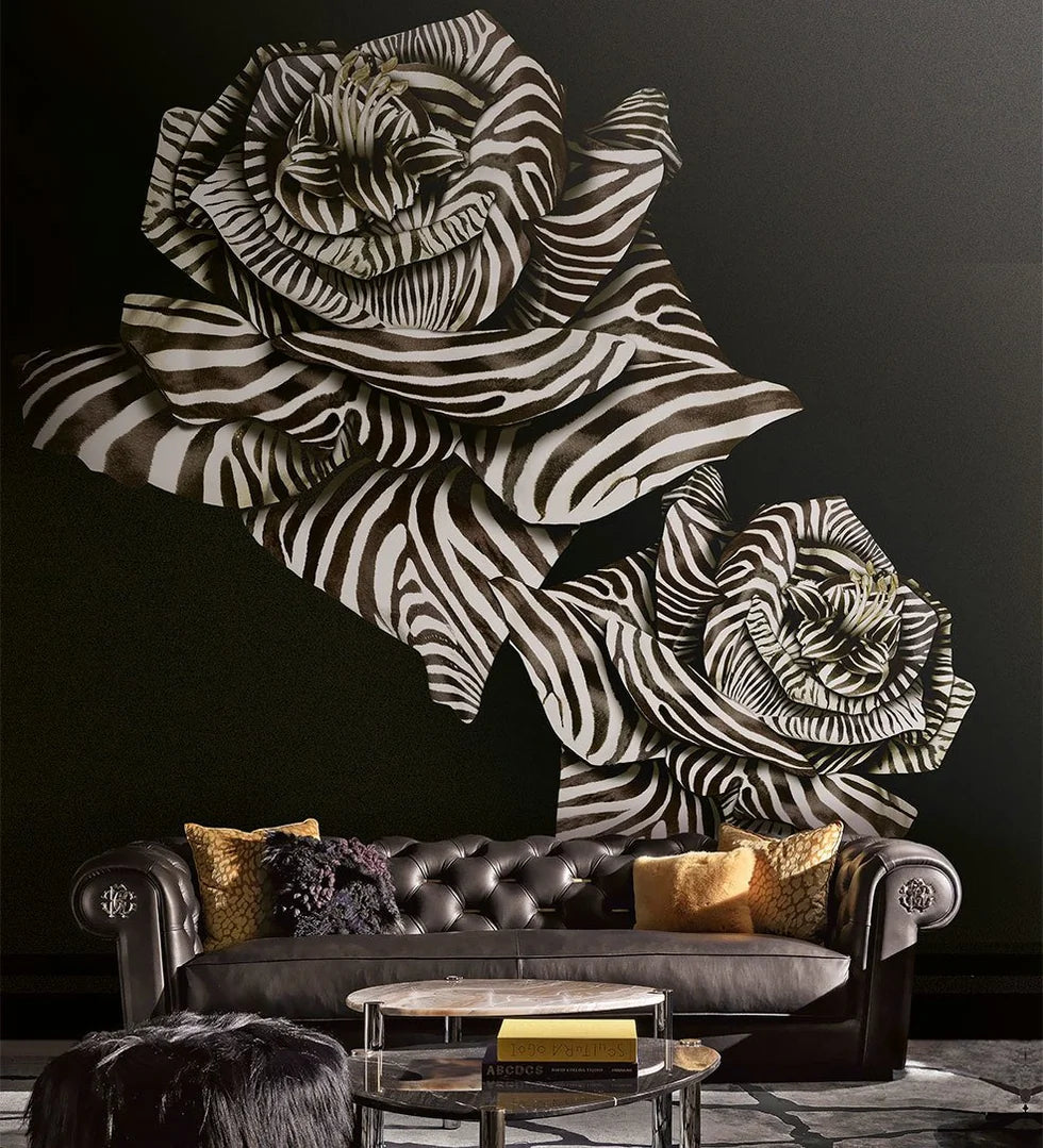 Roberto Cavalli 8 Nolu Koleksiyon Panel Kağıt Zebra Rose