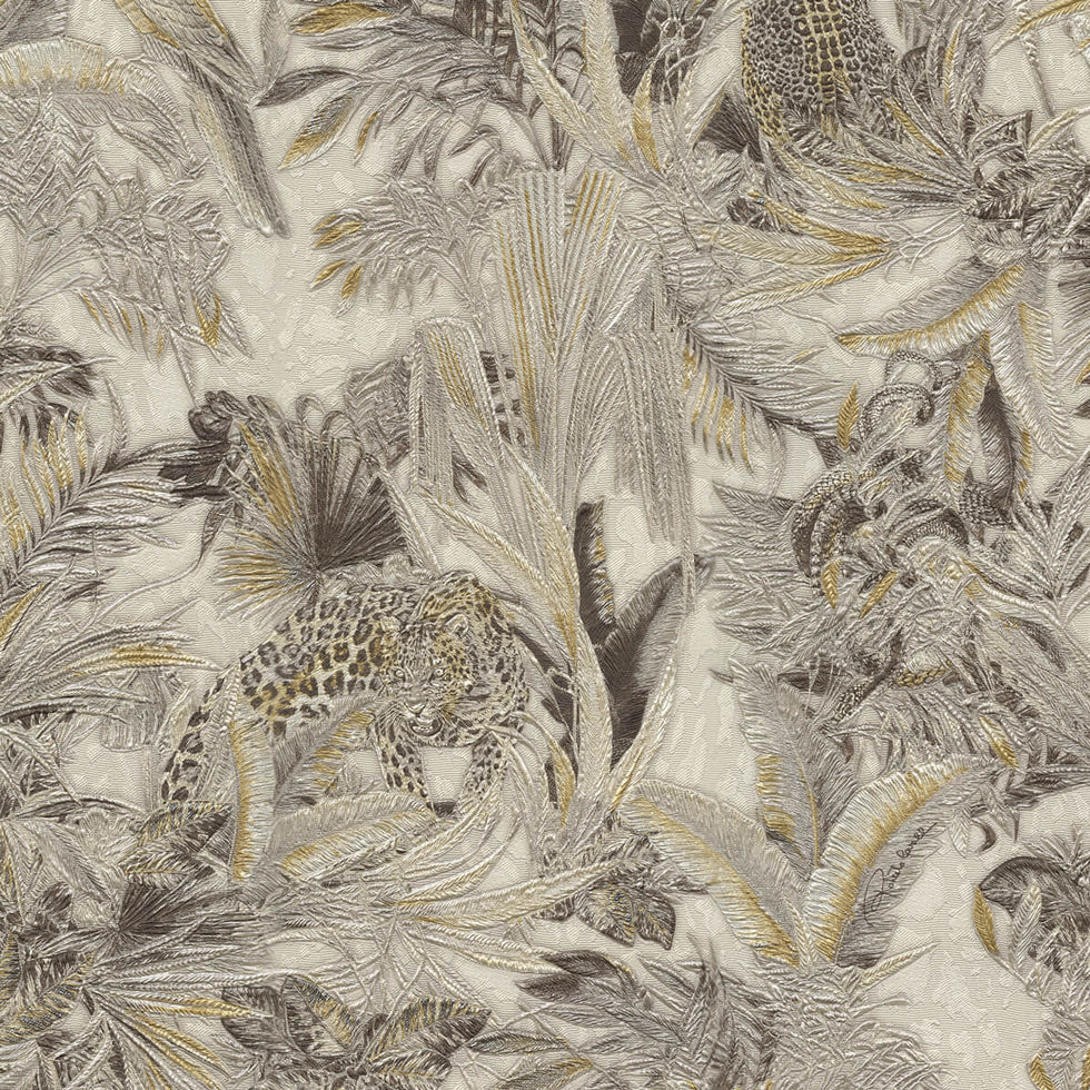 Roberto Cavalli Yapraklar İçinde Leopar Duvar Kağıdı
